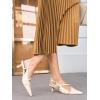 imageCoutgo Womens Slingback Kitten Heels Low Heel Closed Pointed Toe Pumps Buckle Strap Heeled Sandals ShoesBeige