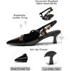 imageCoutgo Womens Slingback Kitten Heels Low Heel Closed Pointed Toe Pumps Buckle Strap Heeled Sandals ShoesBlack