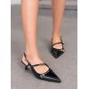 imageCoutgo Womens Slingback Kitten Heels Low Heel Closed Pointed Toe Pumps Buckle Strap Heeled Sandals ShoesBlack