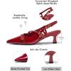 imageCoutgo Womens Slingback Kitten Heels Low Heel Closed Pointed Toe Pumps Buckle Strap Heeled Sandals ShoesMaroon