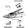 imageCoutgo Womens Slingback Kitten Heels Low Heel Closed Pointed Toe Pumps Buckle Strap Heeled Sandals ShoesSilver