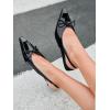 imageCoutgo Womens Slingback Kitten Low Heels Dress Shoes Closed Pointed Toe Bow Tie Slip on Office Work PumpsBlack