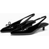 imageCoutgo Womens Slingback Kitten Low Heels Dress Shoes Closed Pointed Toe Bow Tie Slip on Office Work PumpsBlack