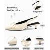 imageCoutgo Womens Slingback Kitten Low Heels Dress Shoes Closed Pointed Toe Bow Tie Slip on Office Work PumpsCreamy White