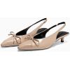 imageCoutgo Womens Slingback Kitten Low Heels Dress Shoes Closed Pointed Toe Bow Tie Slip on Office Work PumpsKhaki
