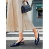 imageCoutgo Womens Slingback Kitten Low Heels Dress Shoes Closed Pointed Toe Bow Tie Slip on Office Work PumpsNavy