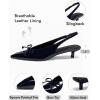 imageCoutgo Womens Slingback Kitten Low Heels Dress Shoes Closed Pointed Toe Bow Tie Slip on Office Work PumpsNavy