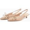 imageCoutgo Womens Slingback Kitten Low Heels Dress Shoes Closed Pointed Toe Bow Tie Slip on Office Work PumpsNude