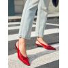 imageCoutgo Womens Slingback Kitten Low Heels Dress Shoes Closed Pointed Toe Bow Tie Slip on Office Work PumpsRed