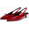 imageCoutgo Womens Slingback Kitten Low Heels Dress Shoes Closed Pointed Toe Bow Tie Slip on Office Work PumpsRed