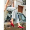 imageCoutgo Womens Slingback Kitten Low Heels Dress Shoes Closed Pointed Toe Bow Tie Slip on Office Work PumpsRed
