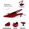 imageCoutgo Womens Slingback Kitten Low Heels Dress Shoes Closed Pointed Toe Bow Tie Slip on Office Work PumpsRed