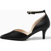 imageWomens Kitten Heels Comfortable Low Heel Dress Shoes Pointed Toe Ankle Strap Cutout DOrsay Wedding Party PumpsBlack