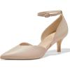 imageWomens Kitten Heels Comfortable Low Heel Dress Shoes Pointed Toe Ankle Strap Cutout DOrsay Wedding Party PumpsNude