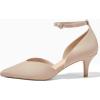 imageWomens Kitten Heels Comfortable Low Heel Dress Shoes Pointed Toe Ankle Strap Cutout DOrsay Wedding Party PumpsNude
