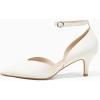 imageWomens Kitten Heels Comfortable Low Heel Dress Shoes Pointed Toe Ankle Strap Cutout DOrsay Wedding Party PumpsWhite