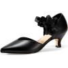 imageCoutgo Womens Low Kitten Heels Dressy Shoes Comfortable Closed Toe Flower Slip on Formal Party Dance Heeled PumpsBlack