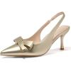 imageCoutgo Womens Slingback Kitten Heels Bow Closed Pointed Toe Pumps Slip on Office Work Dress ShoesLight Gold