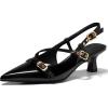 imageCoutgo Womens Slingback Kitten Heels Low Heel Closed Pointed Toe Pumps Buckle Strap Heeled Sandals ShoesBlack