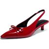 imageCoutgo Womens Slingback Kitten Low Heels Dress Shoes Closed Pointed Toe Bow Tie Slip on Office Work PumpsRed