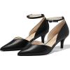 imageWomens Kitten Heels Comfortable Low Heel Dress Shoes Pointed Toe Ankle Strap Cutout DOrsay Wedding Party PumpsBlack