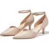 imageWomens Kitten Heels Comfortable Low Heel Dress Shoes Pointed Toe Ankle Strap Cutout DOrsay Wedding Party PumpsNude