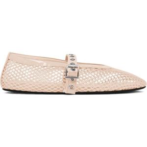 imageCoutgo Womens Mesh Mary Jane Flats Ballet Fishnet Ballerina Flats Buckle Strap Comfortable Causal Dress ShoesNude