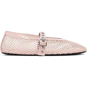 imageCoutgo Womens Mesh Mary Jane Flats Ballet Fishnet Ballerina Flats Buckle Strap Comfortable Causal Dress ShoesPink