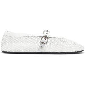 imageCoutgo Womens Mesh Mary Jane Flats Ballet Fishnet Ballerina Flats Buckle Strap Comfortable Causal Dress ShoesWhite