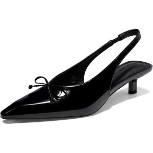imageCoutgo Womens Slingback Kitten Low Heels Dress Shoes Closed Pointed Toe Bow Tie Slip on Office Work PumpsBlack