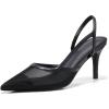 imageCoutgo Womens Mesh Slingback Heels Pointed Toe High Heels Pumps Slip On Party Dress ShoesBlack