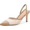 imageCoutgo Womens Mesh Slingback Heels Pointed Toe High Heels Pumps Slip On Party Dress ShoesNude