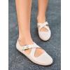 imageCoutgo Womens Ballet Flats Comfortable Closed Round Toe Criss Cross Ankle Strap Dress Dance Flat ShoesBeige