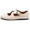 imageCoutgo Womens Ballet Flats Comfortable Closed Round Toe Criss Cross Ankle Strap Dress Dance Flat ShoesBeige