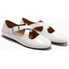 imageCoutgo Womens Ballet Flats Comfortable Closed Round Toe Criss Cross Ankle Strap Dress Dance Flat ShoesWhite