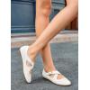 imageCoutgo Womens Ballet Flats Comfortable Closed Round Toe Criss Cross Ankle Strap Dress Dance Flat ShoesWhite
