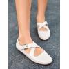 imageCoutgo Womens Ballet Flats Comfortable Closed Round Toe Criss Cross Ankle Strap Dress Dance Flat ShoesWhite