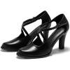 imageCoutgo Womens Chunky High Heels Dress Shoes Closed Pointed Toe Cross Strap Buckle Pumps Vintage DOrsay Party ShoesBlack