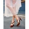 imageCoutgo Womens Chunky High Heels Dress Shoes Closed Pointed Toe Cross Strap Buckle Pumps Vintage DOrsay Party ShoesRedbrown