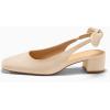 imageCoutgo Womens Chunky Low Heels Bow Slingback Pumps Closed Square Toe Wedding Party Dress ShoesApricot