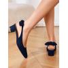 imageCoutgo Womens Chunky Low Heels Bow Slingback Pumps Closed Square Toe Wedding Party Dress ShoesNavy