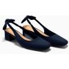 imageCoutgo Womens Chunky Low Heels Bow Slingback Pumps Closed Square Toe Wedding Party Dress ShoesNavy