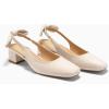 imageCoutgo Womens Chunky Low Heels Bow Slingback Pumps Closed Square Toe Wedding Party Dress ShoesNude
