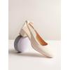 imageCoutgo Womens Chunky Low Heels Bow Slingback Pumps Closed Square Toe Wedding Party Dress ShoesNude