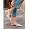 imageCoutgo Womens Chunky Low Heels Bow Slingback Pumps Closed Square Toe Wedding Party Dress ShoesNude
