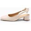 imageCoutgo Womens Chunky Low Heels Bow Slingback Pumps Closed Square Toe Wedding Party Dress ShoesNude