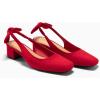 imageCoutgo Womens Chunky Low Heels Bow Slingback Pumps Closed Square Toe Wedding Party Dress ShoesRed