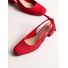 imageCoutgo Womens Chunky Low Heels Bow Slingback Pumps Closed Square Toe Wedding Party Dress ShoesRed