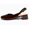 imageCoutgo Womens Chunky Low Heels DOrsay Slingback Pumps Closed Square Toe Work Office Dress ShoesDark Brown