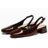 imageCoutgo Womens Chunky Low Heels DOrsay Slingback Pumps Closed Square Toe Work Office Dress ShoesDark Brown